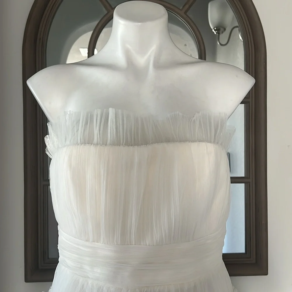 BCBGMaxazria Strapless Tiered Tulle Mini Dress Size 12 New w/Tag ONLINE for $398 - Picture 16 of 17